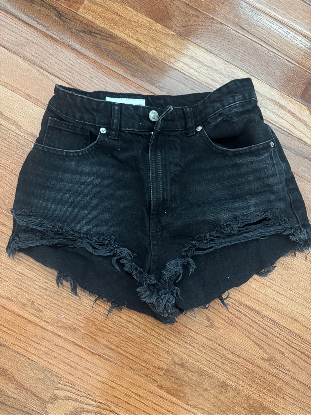 Zara Black Distressed Cutoff Denim Shorts